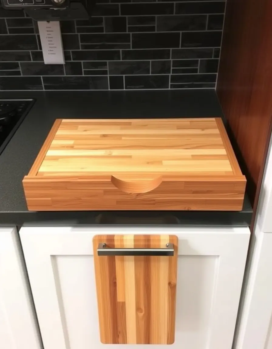 Tagliere in bamboo integrato nel piano cucina