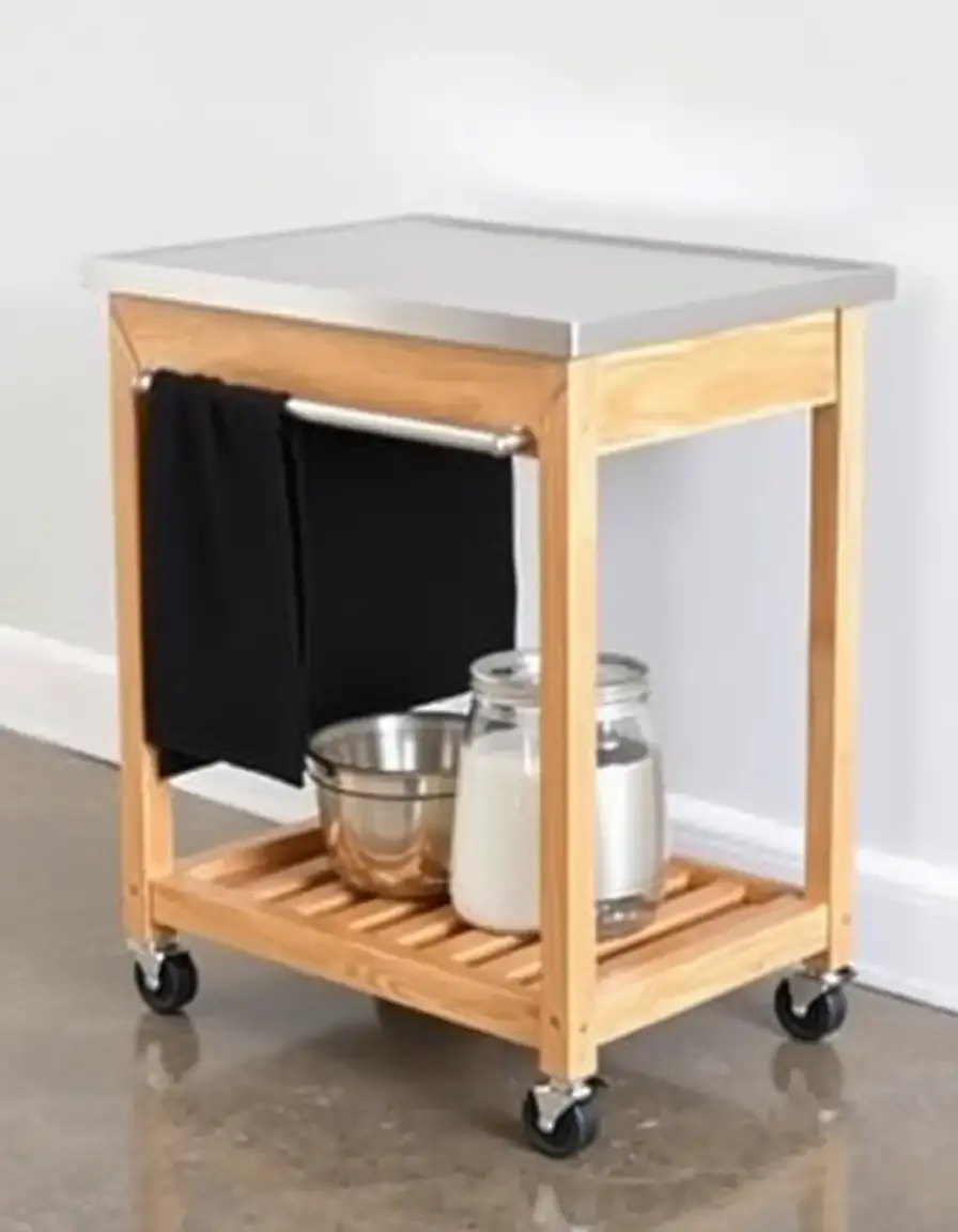 Carrello isola cucina portatile in acciaio inox con ruote