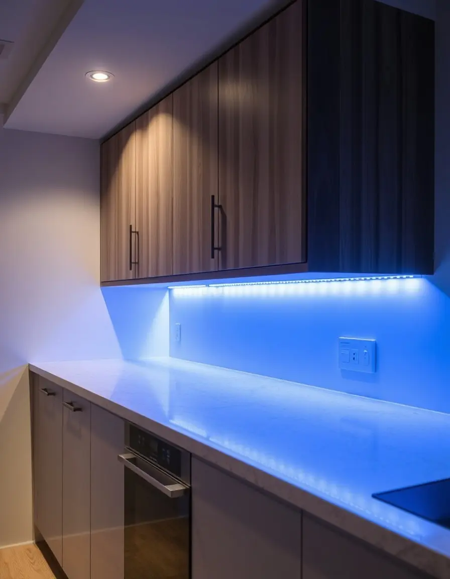 Striscia LED sotto isola cucina con telecomando per luce ambiente