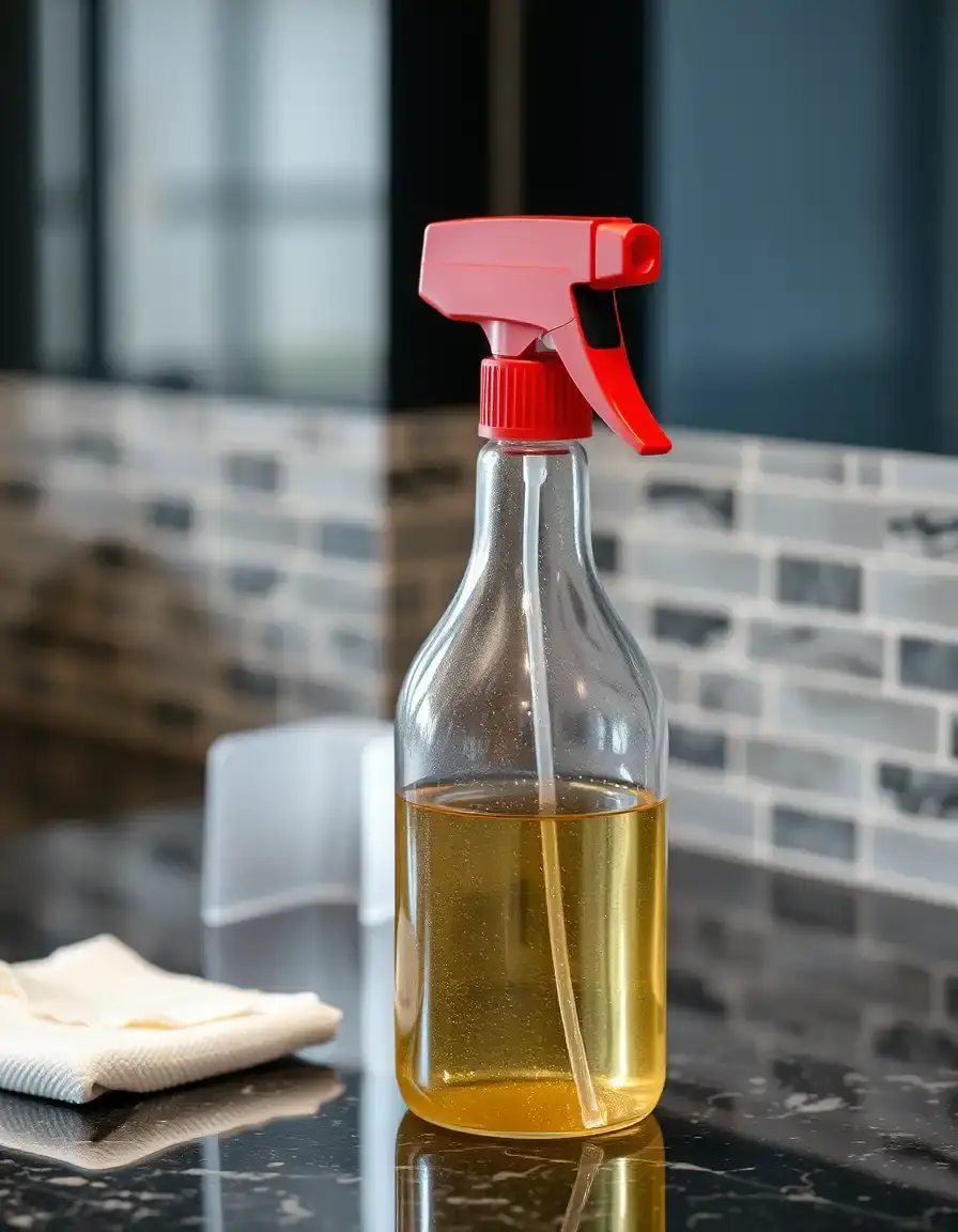 Flacone spray di detergente specifico per superfici in granito scuro