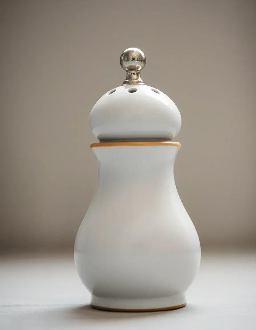 Spargipepe vintage in ceramica bianca stile classico