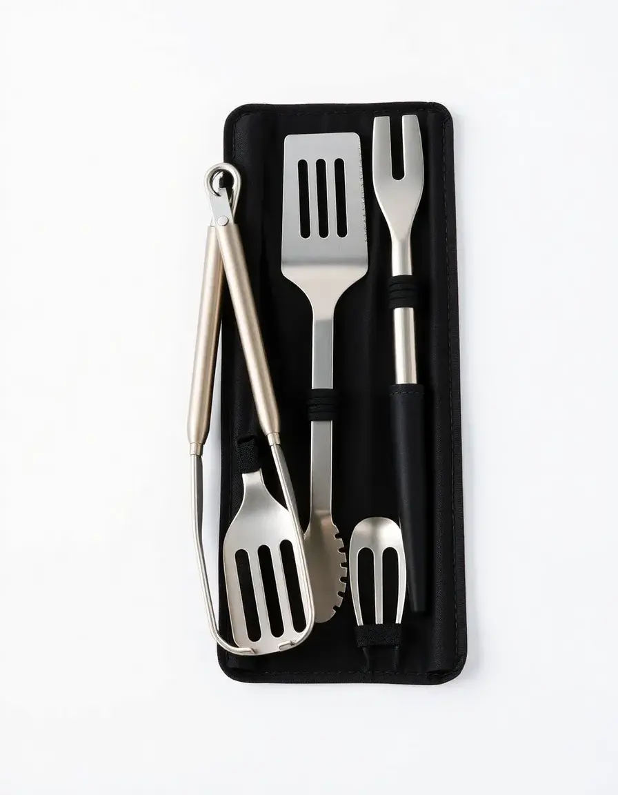 Set di strumenti per barbecue in acciaio inossidabile in custodia protettiva