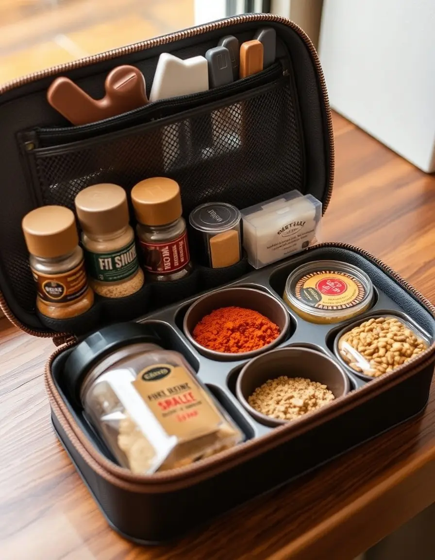 Kit portaspezie da viaggio con scomparti organizzati
