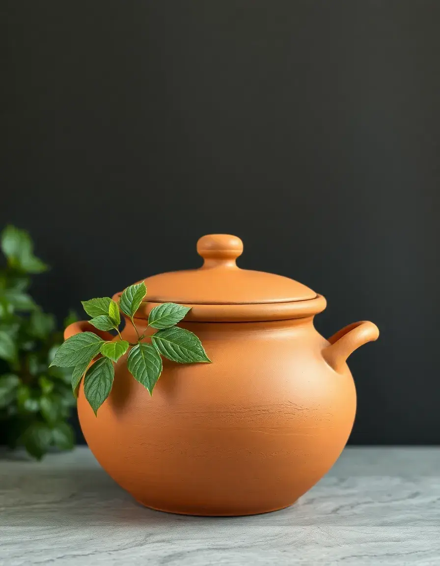 Pentola in terracotta con coperchio per cucina tradizionale