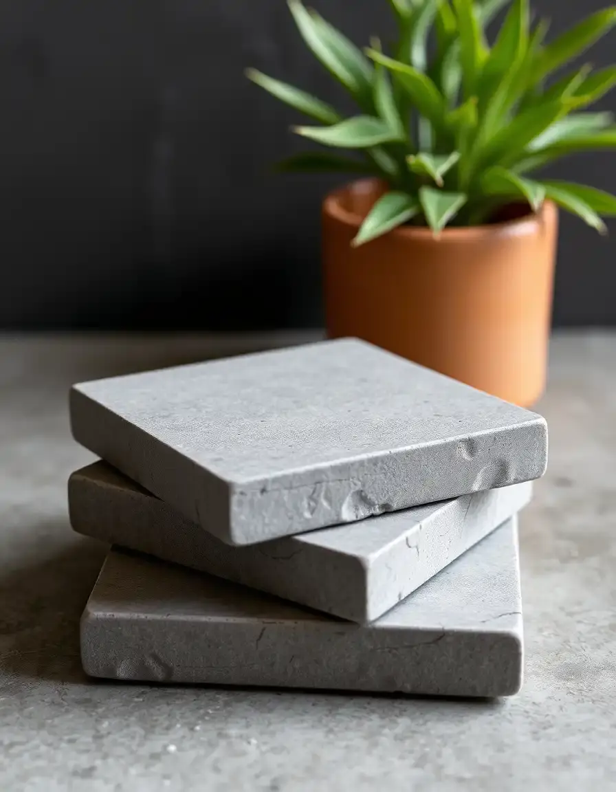 Concrete Coaster Set gray square