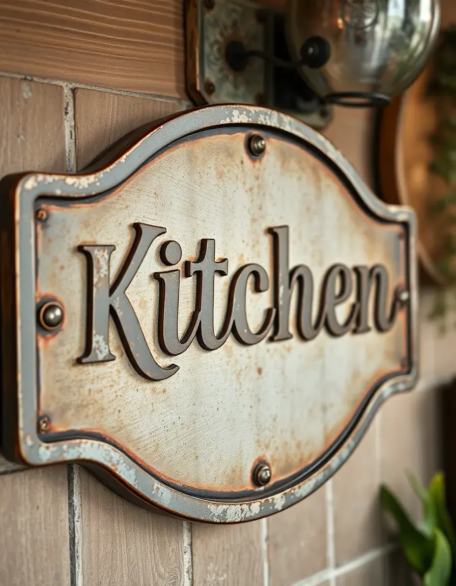 Metal Sign Kitchen distressed vintage