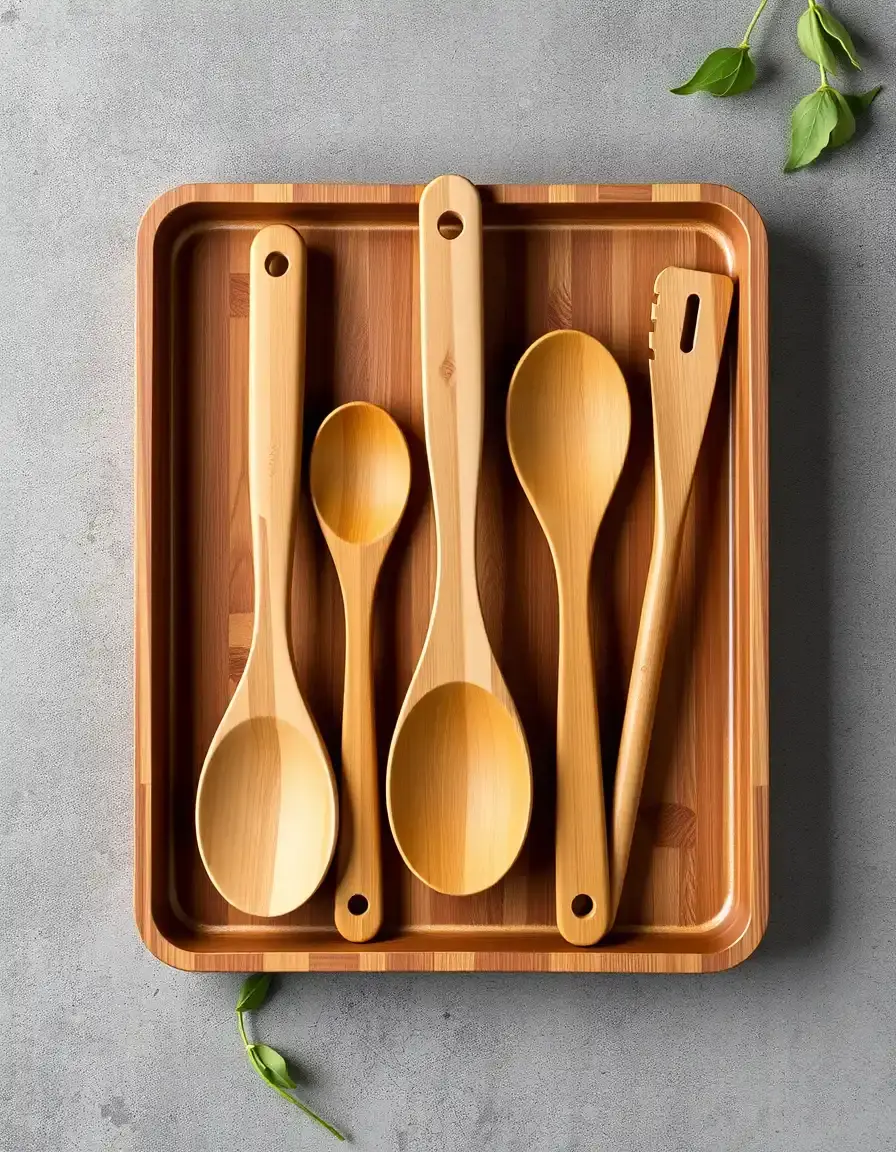 Set di utensili da cucina in bamboo naturale 6 pezzi