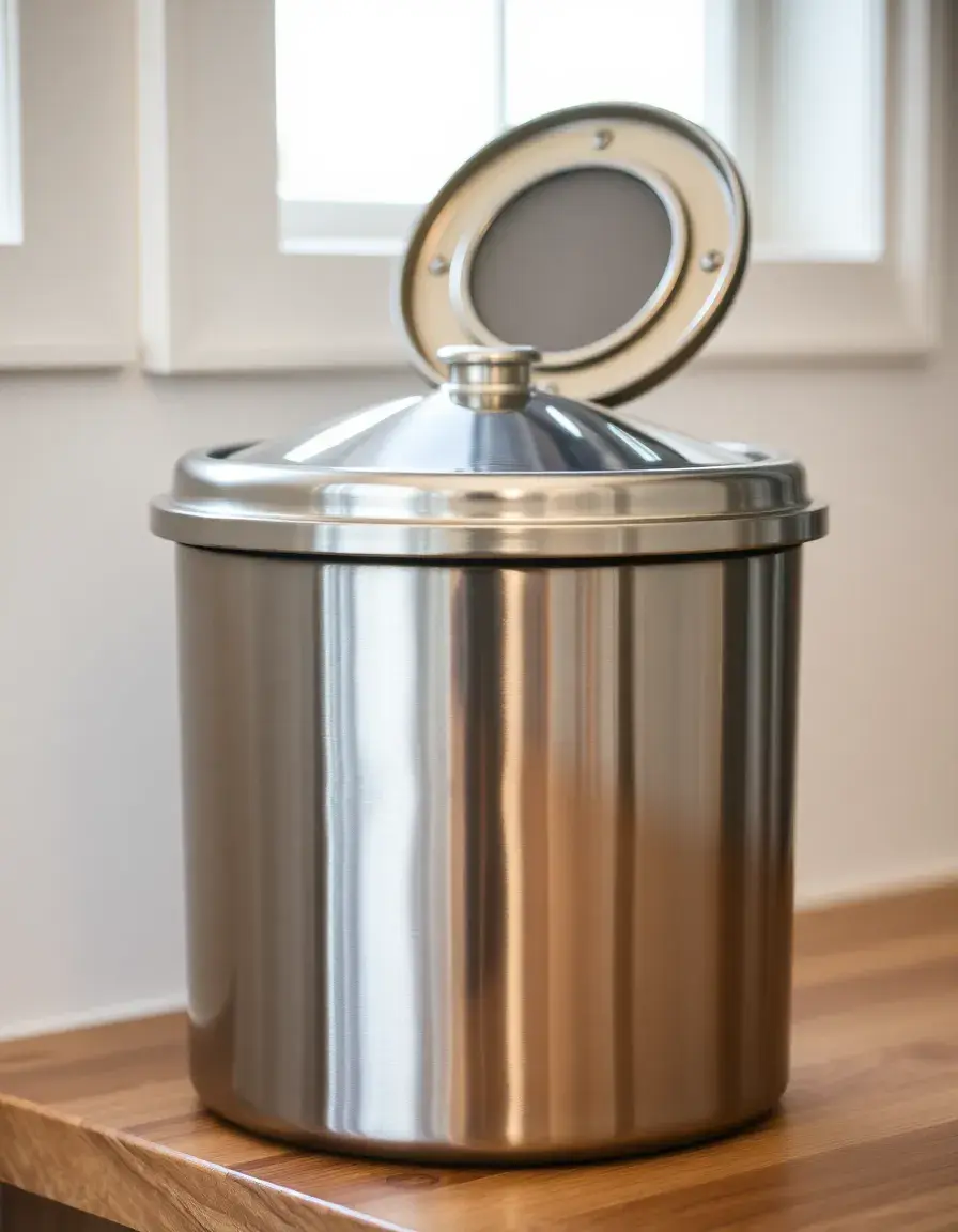 Piccola pattumiera per compostaggio da interno in acciaio inox con filtro anti-odore