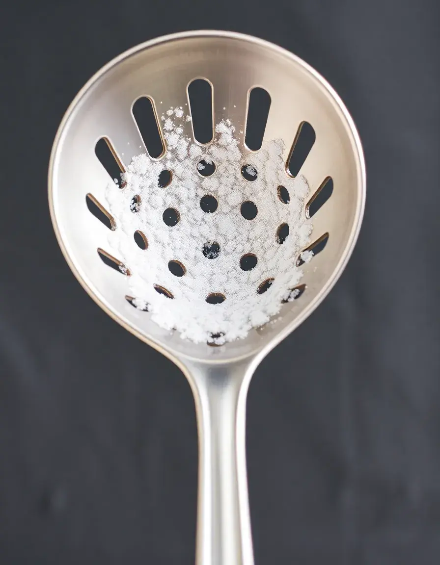 Schiumarola in acciaio inox per rimuovere impurità dalla zuppa di lenticchie