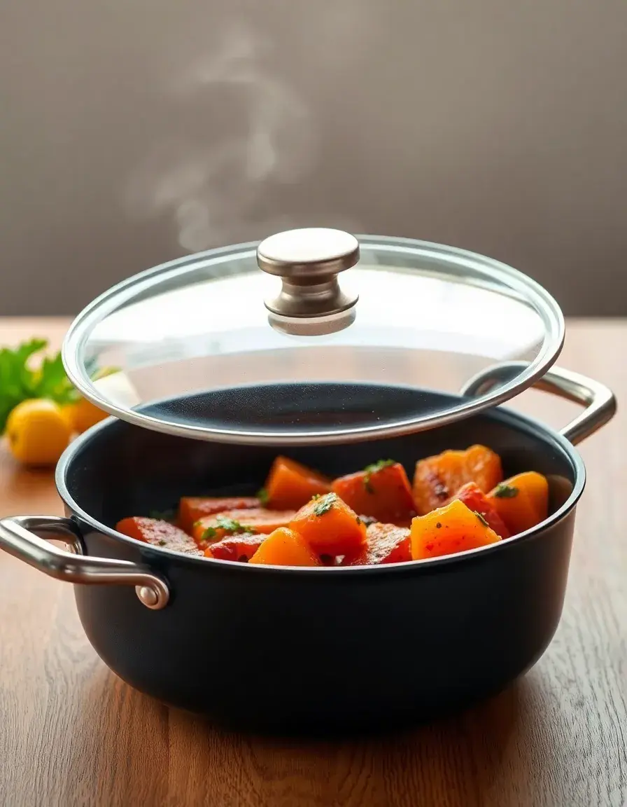 Padella per brasare antiaderente con coperchio e bordi alti