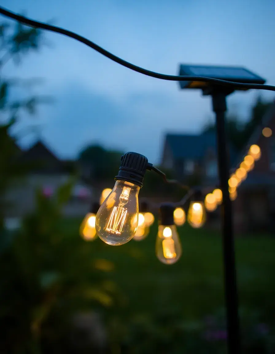 Catena di luci solari a bulbo caldo per esterno