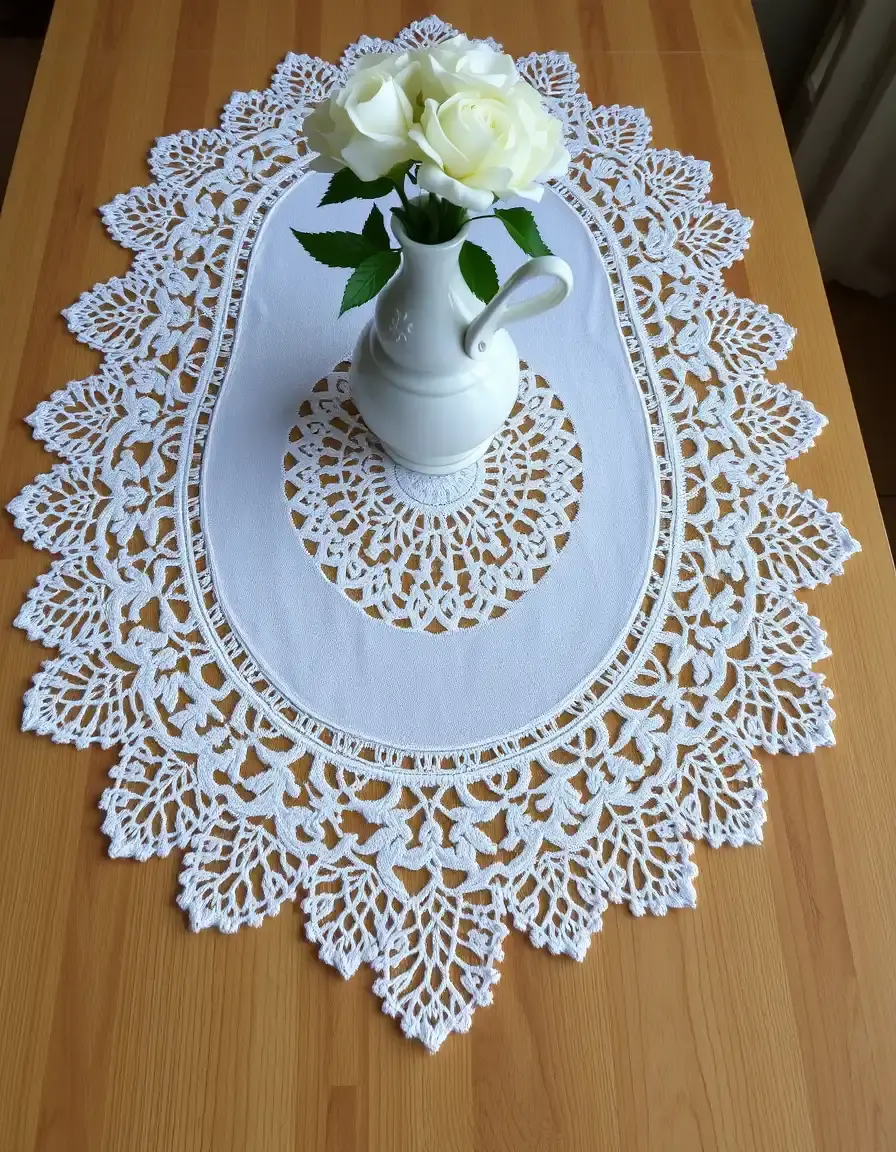 Sottopiatti in pizzo di cotone bianco per tavola shabby