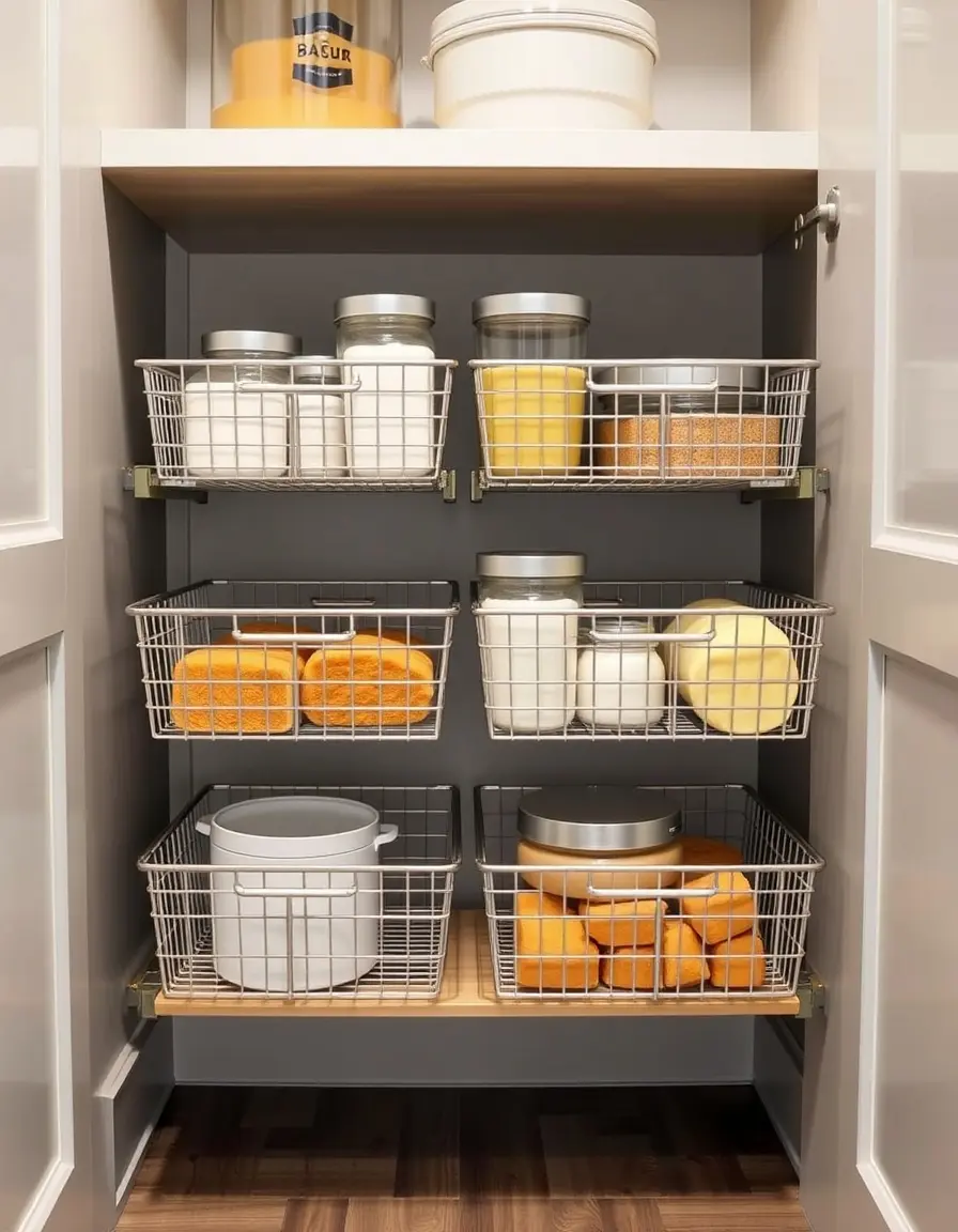 Basket Pull-Out cestelli estraibili in metallo per dispensa per cucina