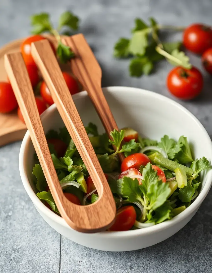 Pinze da insalata in legno naturale per servire finocchi crudi