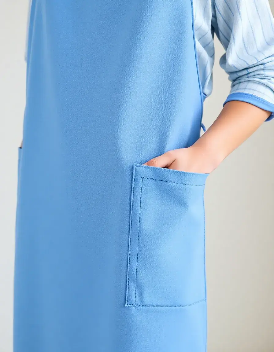 Grembiule per cucinare in cotone regolabile blu con tasche