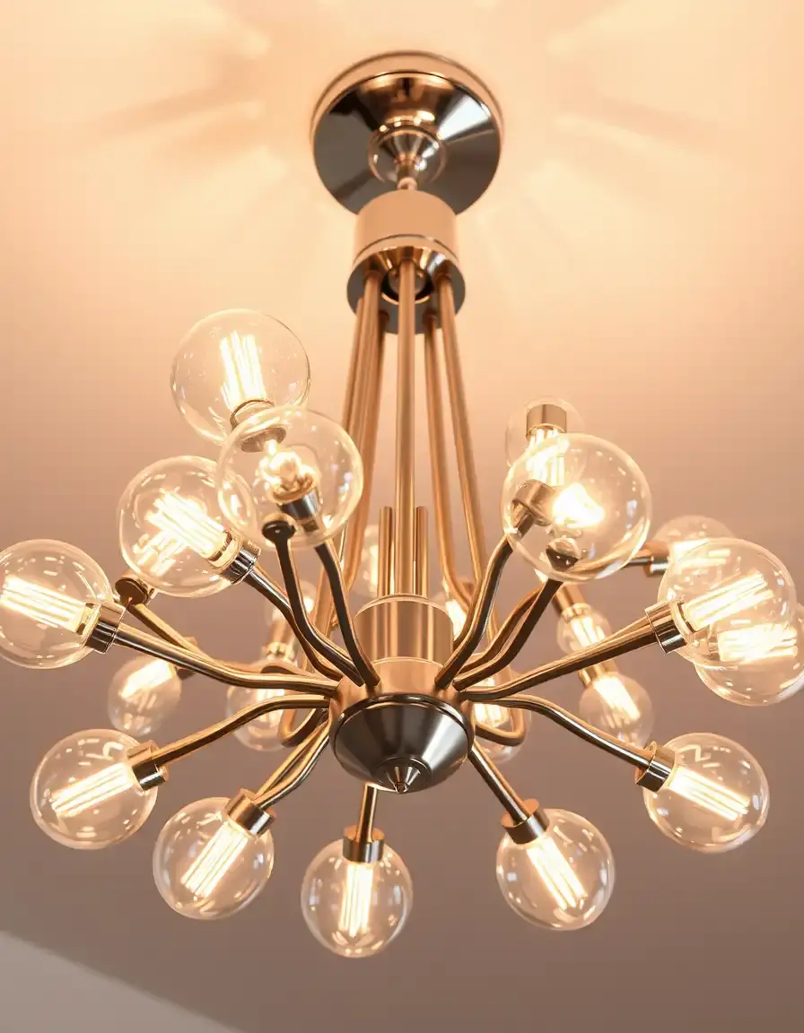 Lampadario multi-lampadina cromato per cucina moderna
