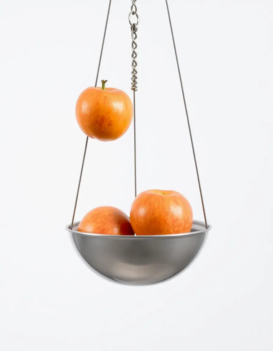 Spring Scale meccanica per frutta con gancio su sfondo bianco
