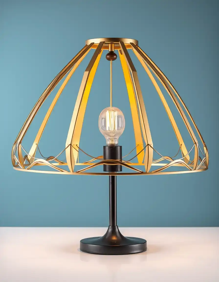 Geometric Lamp Shade in metallo oro per cucina moderna