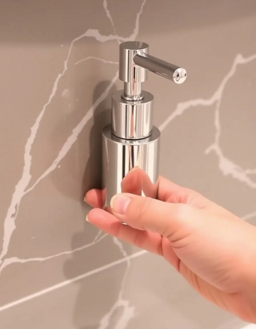 Dispenser di sapone integrato cromato per lavello