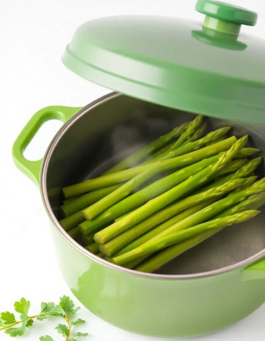Cestello per cottura al vapore in silicone verde per asparagi