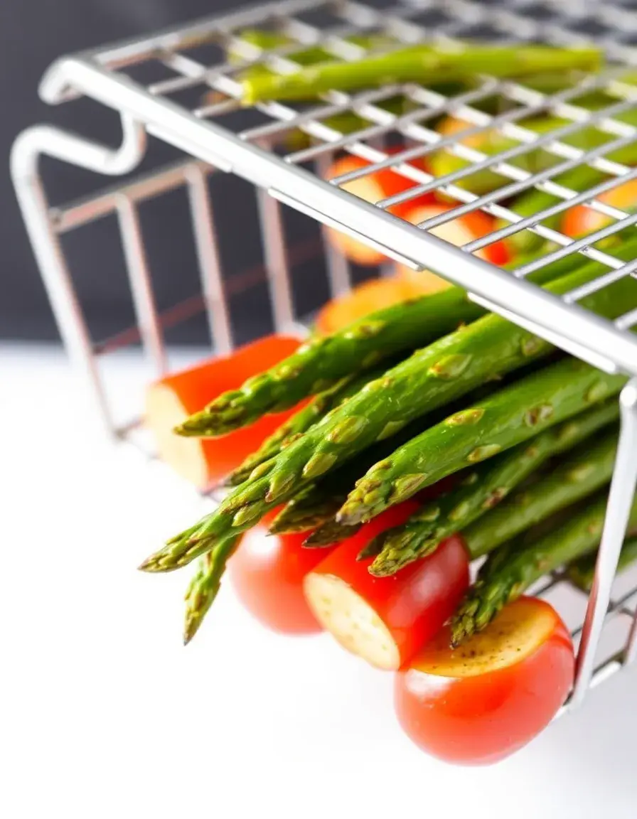 Cestello in metallo per grigliare verdure sul barbecue
