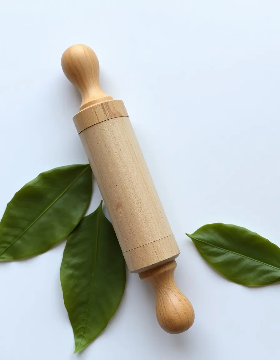 Piccolo mattarello in legno per appiattire foglie