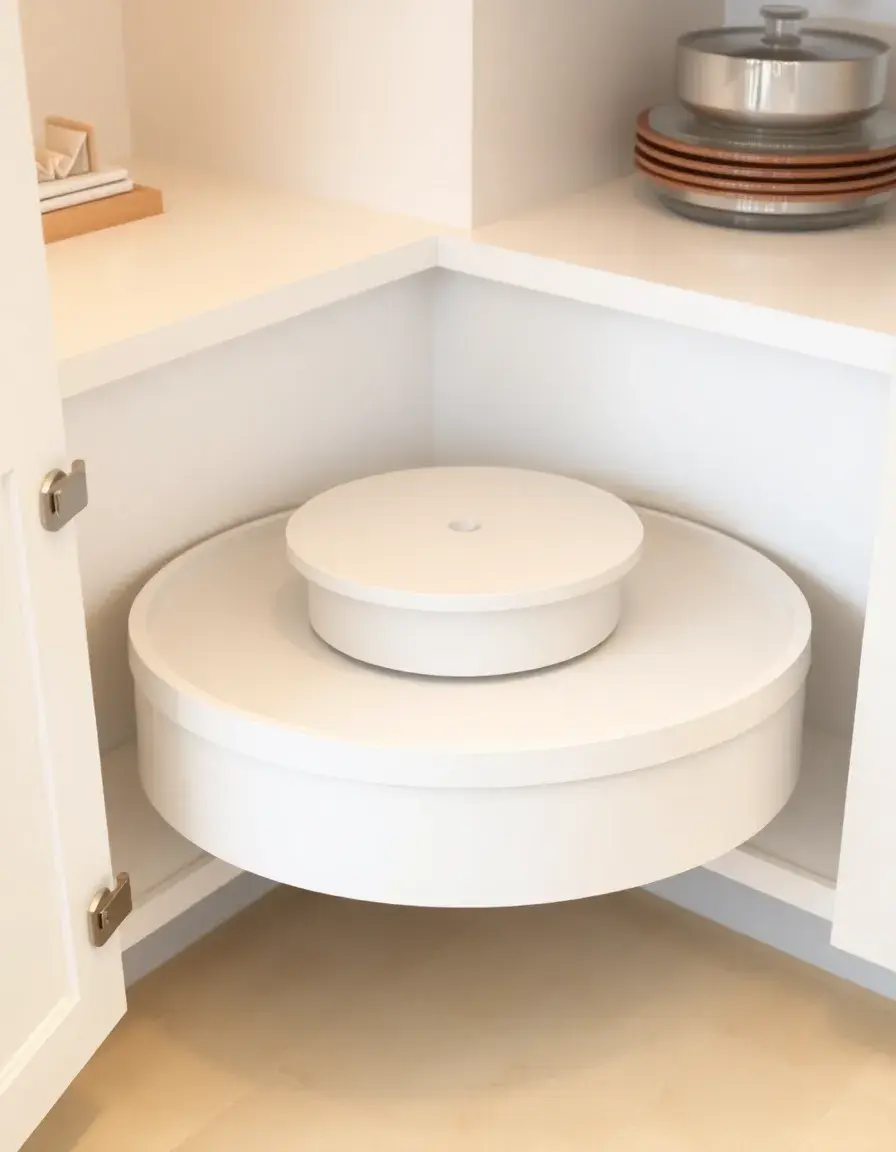 Lazy Susan girevole bianca per mobile cucina angolare