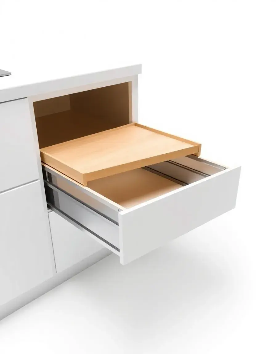 Sistema di ripiani estraibili in metallo per mobile cucina angolare