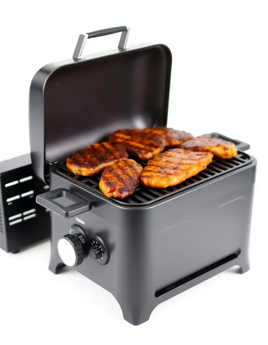 Grill a gas portatile compatto nero per cucina da esterno