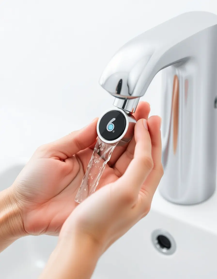 Adattatore rubinetto touchless cromato per igiene in cucina moderna