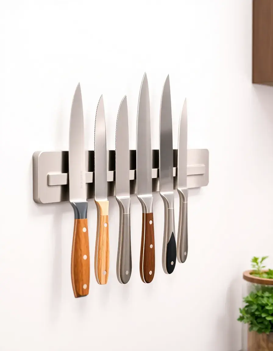 Supporto magnetico per coltelli in acciaio inox montato a parete