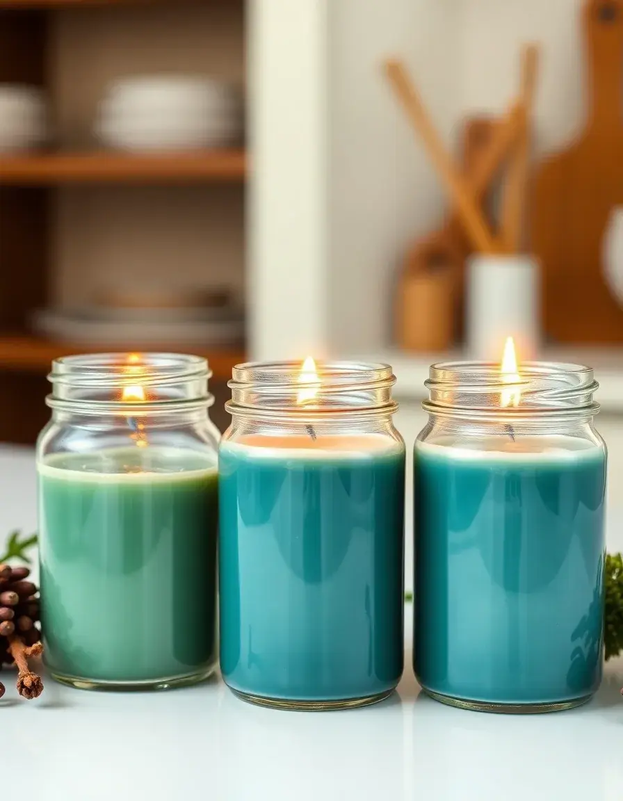 Set di candele profumate per la cucina in barattoli di vetro
