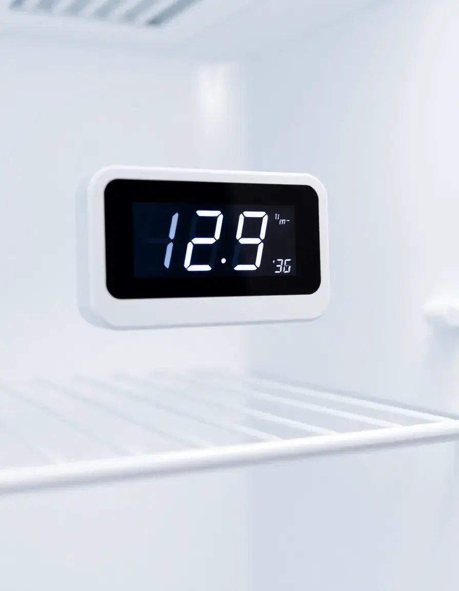 Termometro digitale per frigorifero all'interno di un frigo