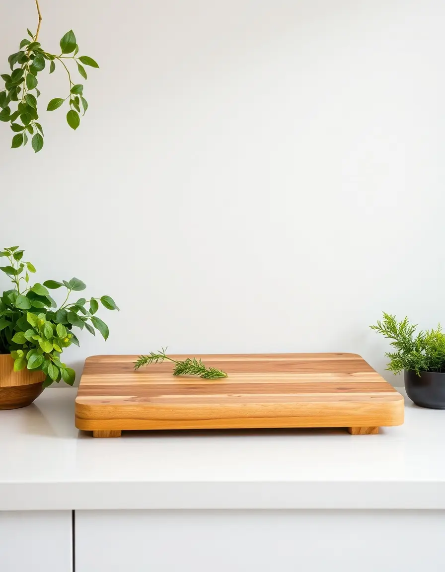 Bamboo chopping top board large on kitchen counter