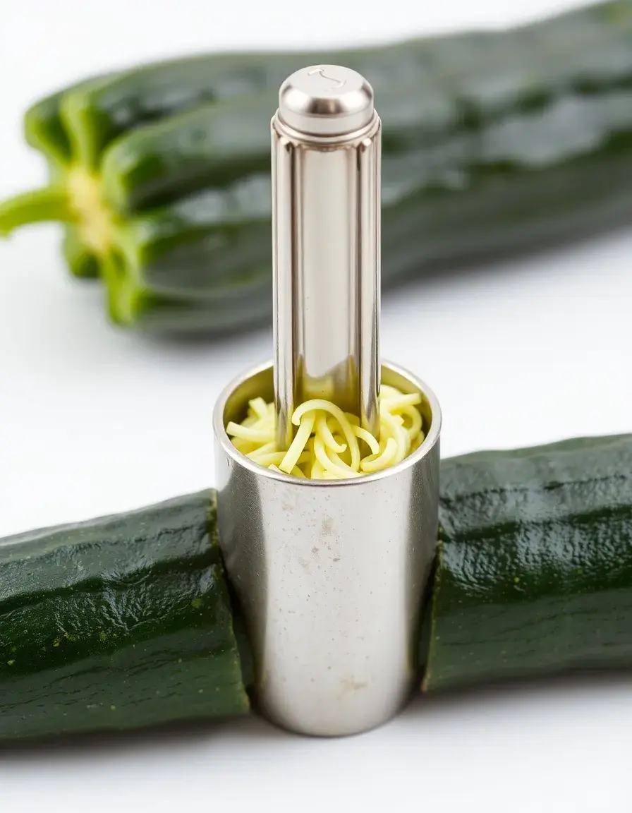 Attrezzo per svuotare le zucchine in metallo mentre rimuove il centro della verdura