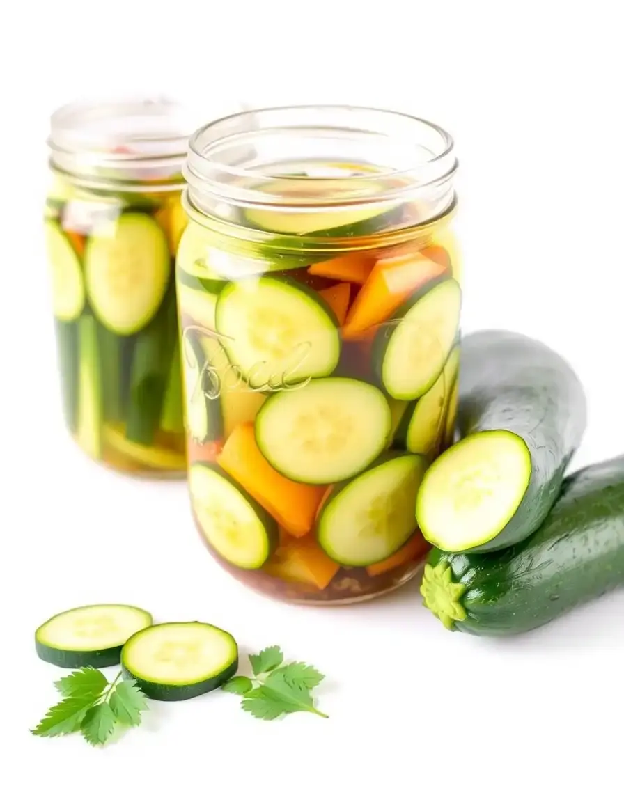 Barattolo in vetro per conserve contenente zucchine sott'aceto