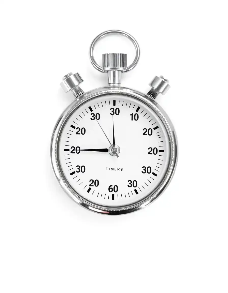 Timer meccanico bianco su sfondo bianco