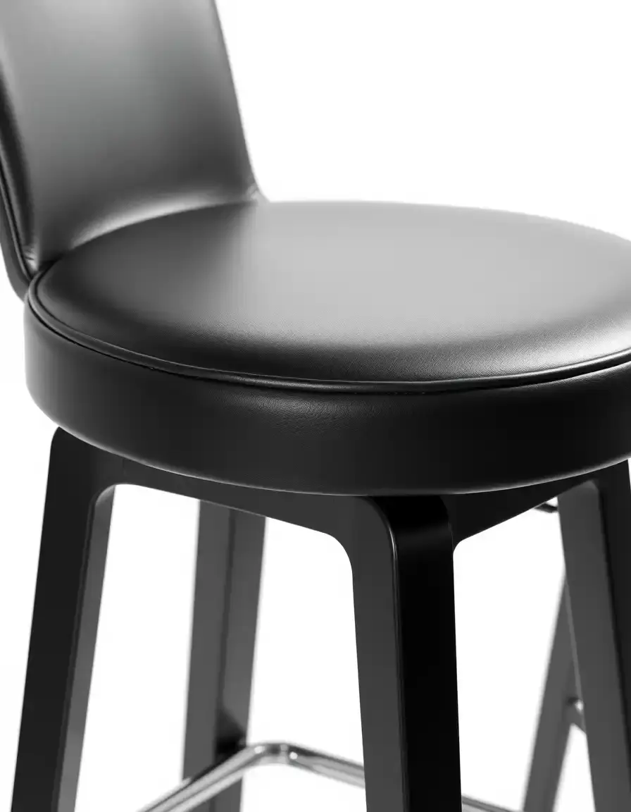 Sgabello bar regolabile nero in pelle con base cromata