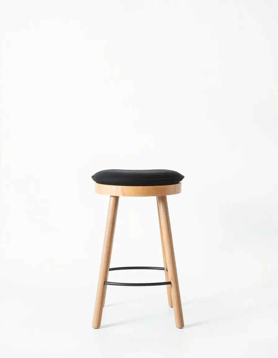 Sgabello moderno nero con cuscino per isola cucina