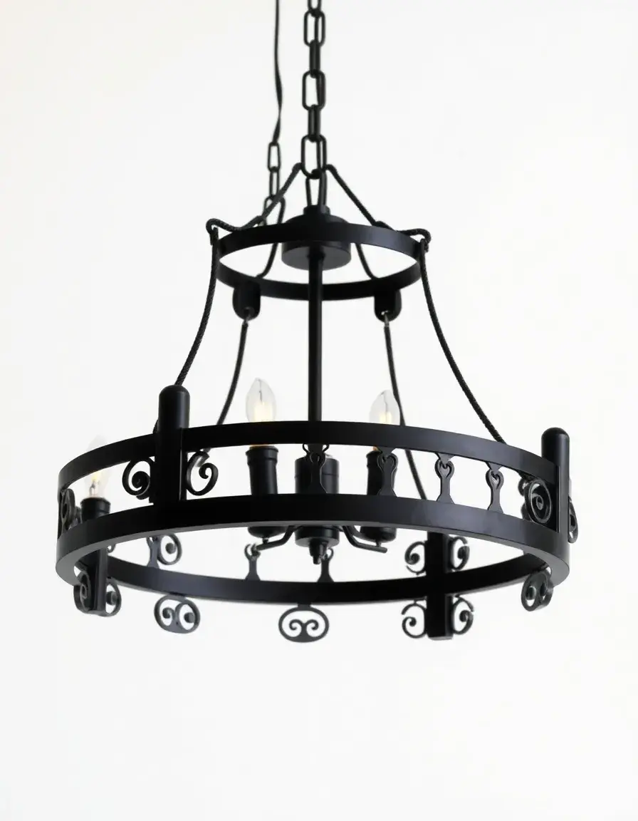 Lampadario in stile farmhouse nero in metallo per cucina