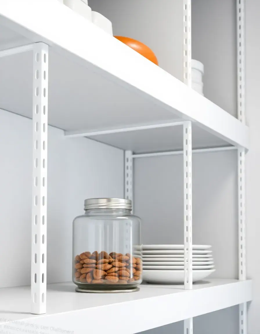 Shelf Riser in metallo bianco per ottimizzare lo spazio della credenza cucina