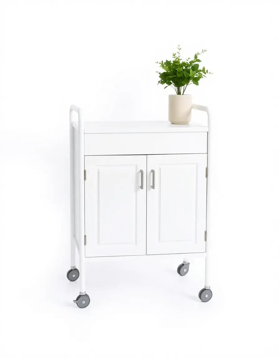 Mini mobiletto cucina bianco su ruote per piccoli spazi