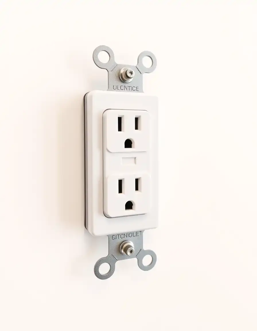 Outlet cucine tipo GFCI installato su parete bianca per sicurezza idrica
