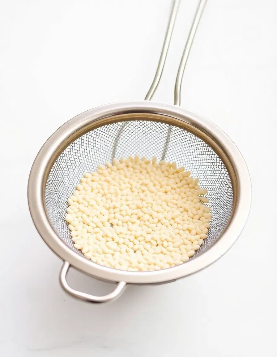 Colino a maglia finissima in acciaio inox specifico per sciacquare la quinoa
