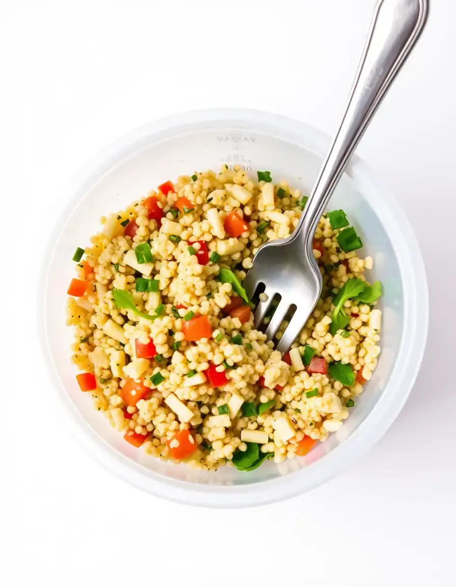 Ciotola per insalata di quinoa con miscelatore integrato