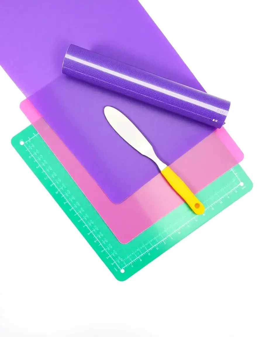 Set di tappetini da taglio flessibili colorati su top cucina