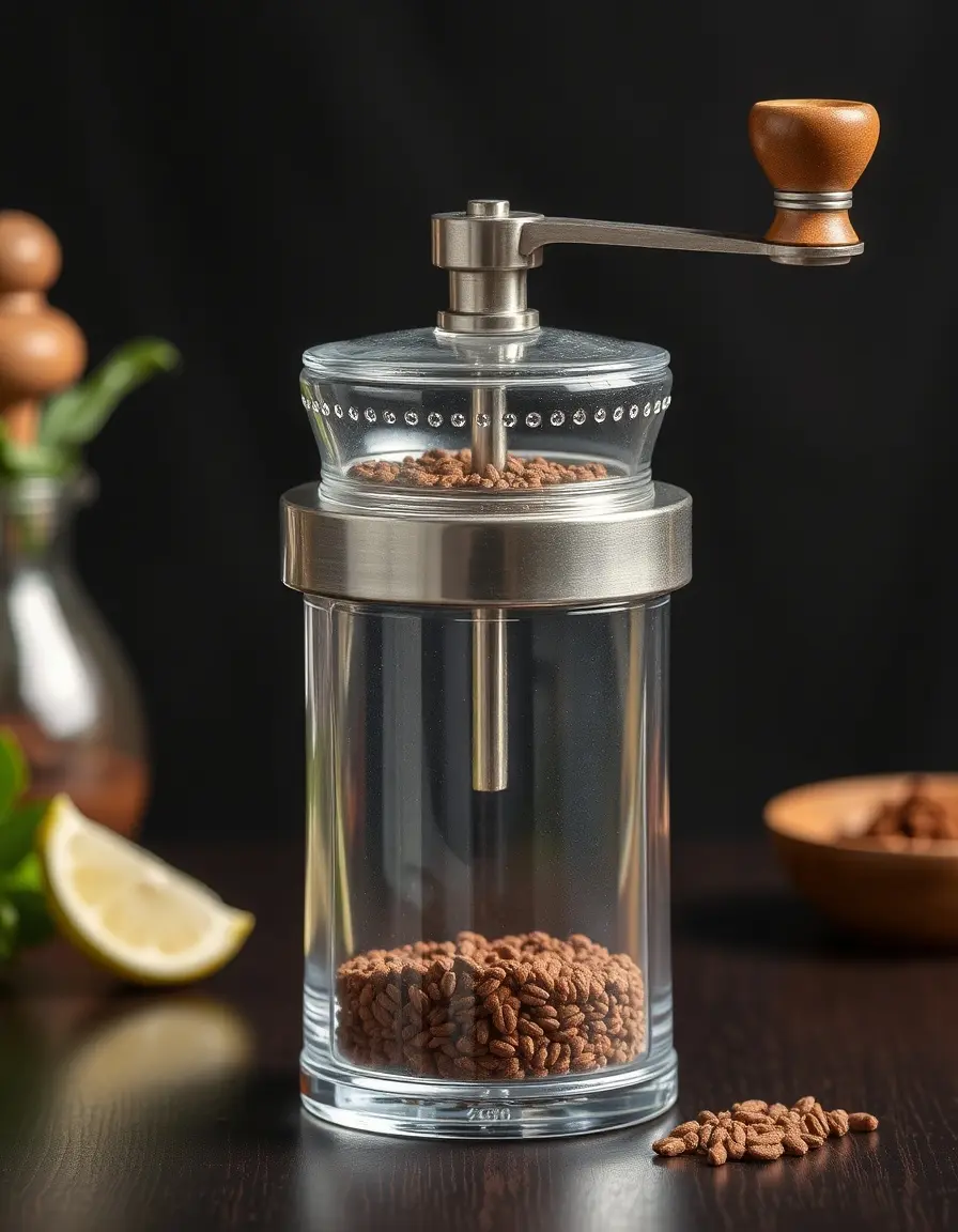 Macina spezie manuale in acrilico per cumino e coriandolo fresco