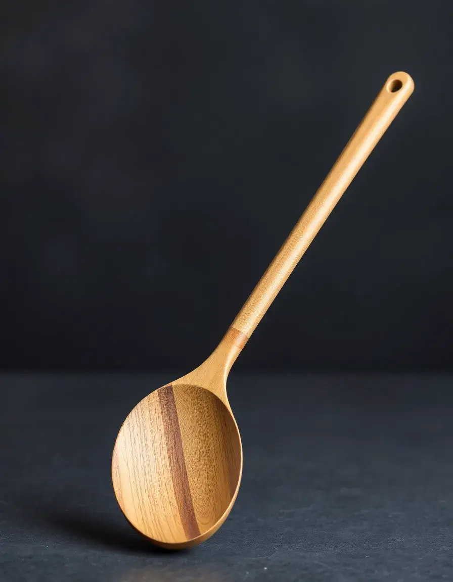 Cucchiaio da cucina in legno con manico lungo per mescolare zuppe