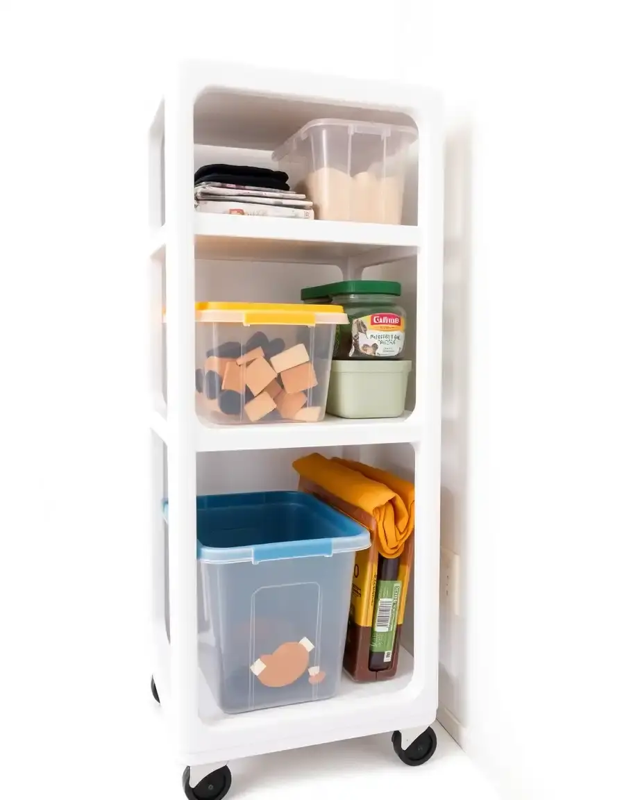 Trolley stretto salvaspazio bianco per organizzazione cucina