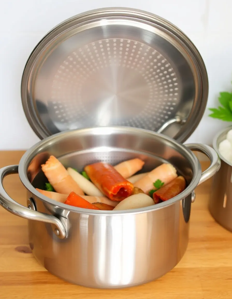 Seafood Boiler Pot in acciaio inox con cestello per polpo